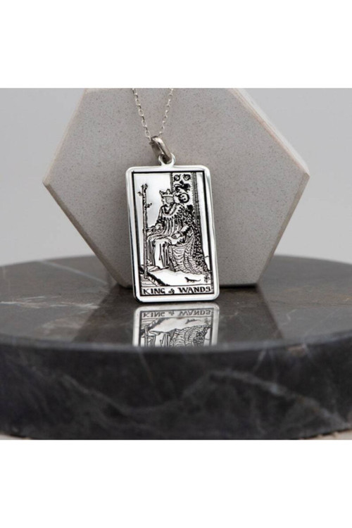 925 Ayar Gümüş King Of Wands (Değneklerin Kralı) Tarot Kolye