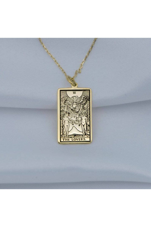 Altın Kaplama Tarot The High Priestes Yüksek Rahibe Gümüş Kolye
