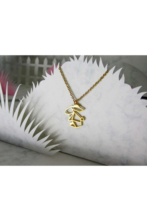 Has Altın Kaplama Tavşan Origami 925K Kolye