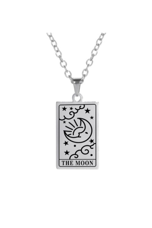 925 Ayar Gümüş Minimal Tarot The Moon Kolye