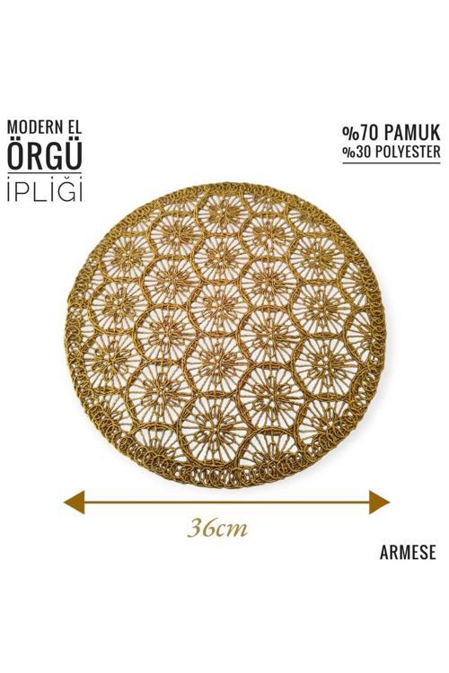 1 Adet Örgü Supla (Servis Tabak Altlığı) 36Cm Hardal