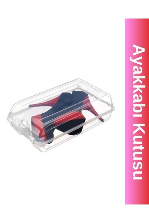 12'Li Kadın Ayakkabı Kutusu Kilitli Kapaklı Şeffaf Ayakkabı Koruma Kutusu