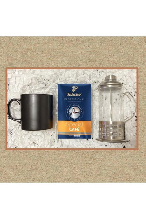 Tchibo Special 250 Gr & Metal French Press & Siyah Kupa Bardak Hediye Seti