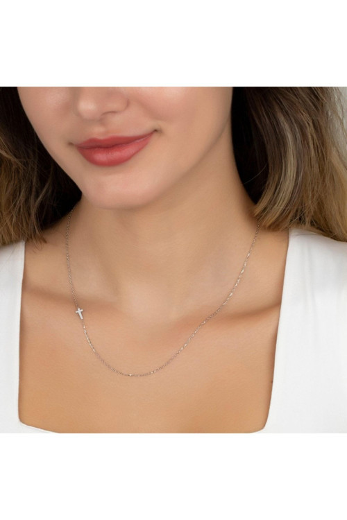 925 Ayar Gümüş Yan Model Haç Kolye