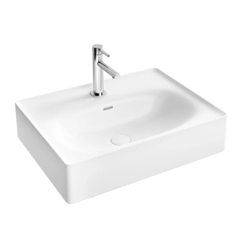 Equal Lavabo 7241B403-0001 Dikdörtgen - 60x45 cm - tek armatür delikli - su taşma delikli - Clean - beyaz