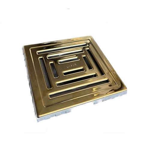 59980108000 Style DK800 15cm Kare Yalıtımlı Yer Süzgeci - Parlak Altın Yandan - 5607319