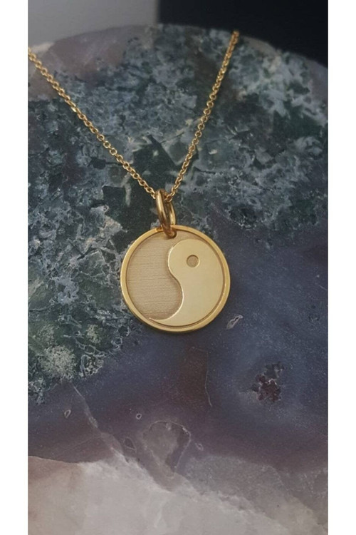 Has Altın Kaplama Işlemeli Yin Yang 925K Kolye