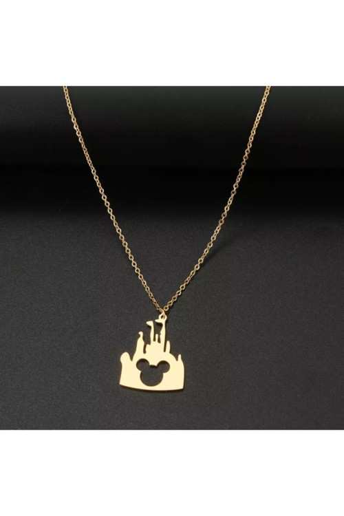 925 Ayar Gümüş Mickey Mouse Detaylı Şato Kolye