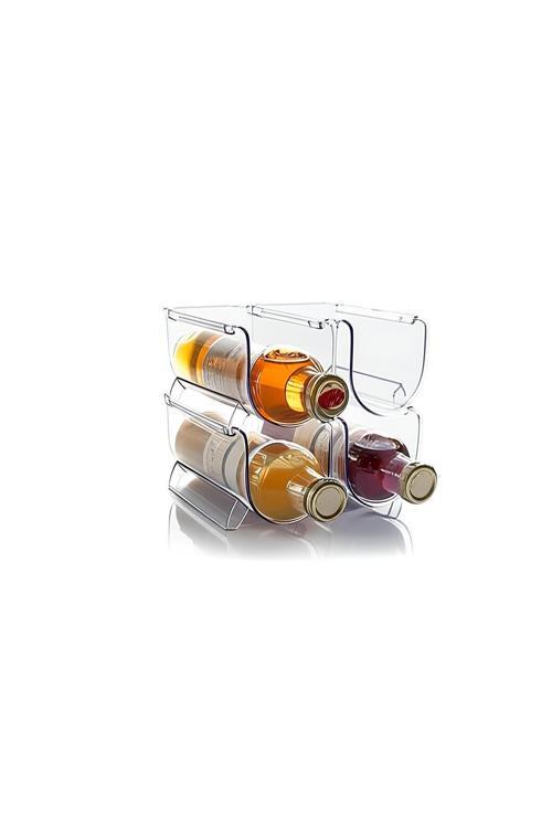 Kat Kat Istiflenebilir Şişe Düzenleyici Buzdolabı Içi Meşrubat Şişe Rafı (4 Adet)