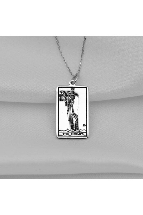 925 Ayar Gümüş Tarot (The Hermit) Keşiş Kolye