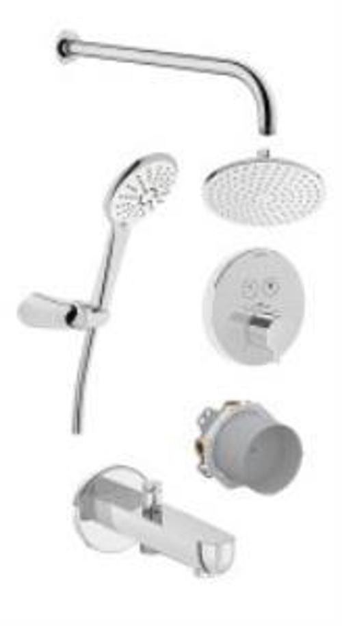 AquaControl Round Ankastre Termostatik Duş Seti A49293 Bliss 2F duş başlığı - Snow 3F el duşu takımı - krom