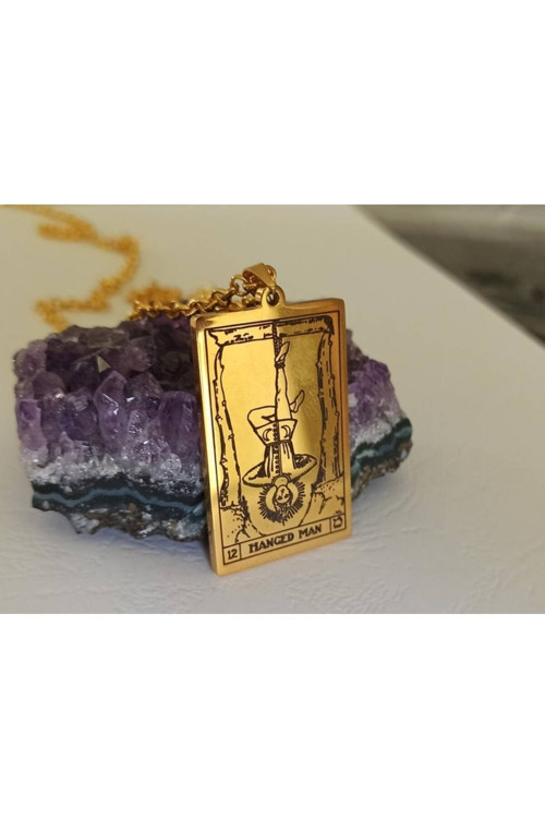 925K Gümüş Hanged Man Tarot Altın Kaplama Kolye