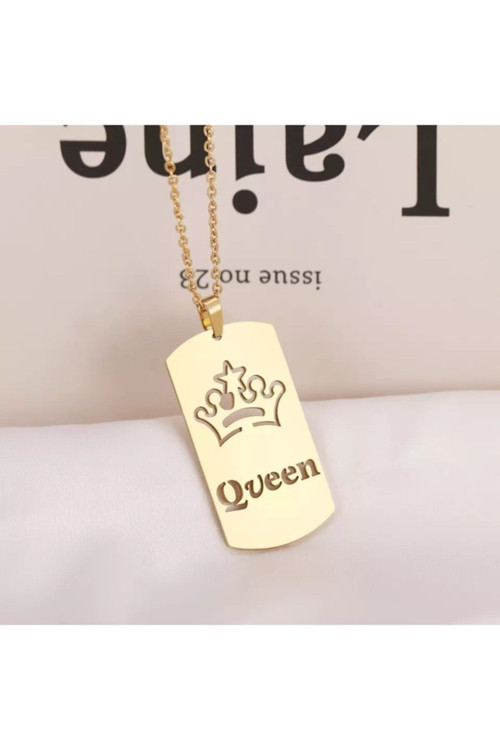 925 Ayar Gümüş Queen Plaka Kolye