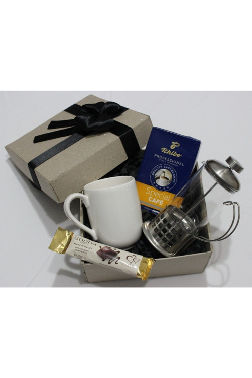 Special 250Gr & Metal French Press & Beyaz Kupa Bardak & Çikolata Hediye Seti