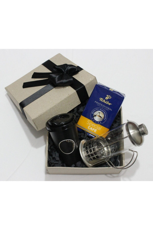 Special 250Gr & Metal French Press & Kapaklı Kahve Bardağı Seti