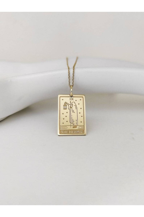 Has Altın Kaplama The Hermit Tarot 925K Kolye
