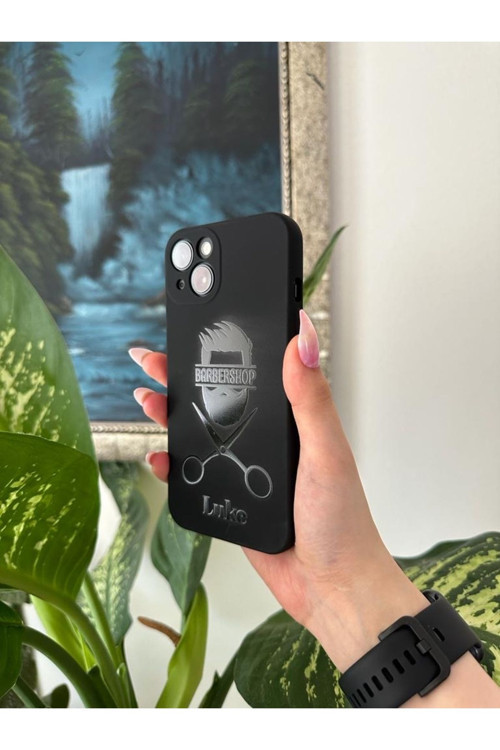 Kabartmalı Parlak Berber Tasarımlı İsimli Iphone Telefon Kılıfı