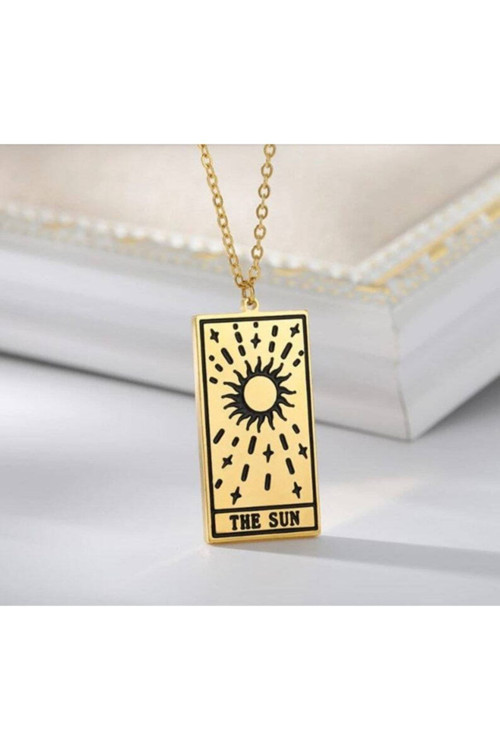 925 Ayar Gümüş Minimal Tarot The Sun Kolye