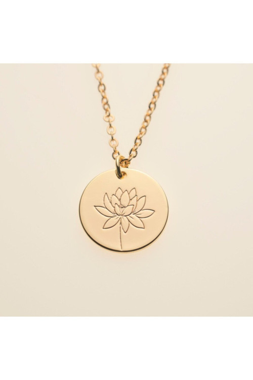925 Ayar Gümüş Doğum Çiçeği Kolye (Temmuz-Lotus)