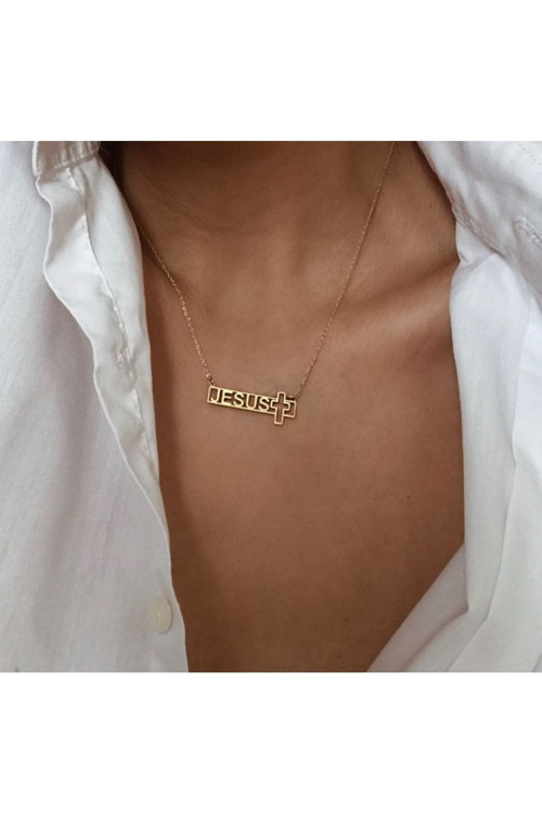 925 Ayar Gümüş Isim Haç Kolye