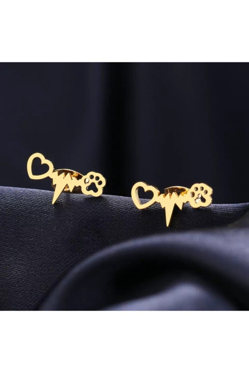 925 Ayar Gümüş Kalp Atışı Pati Küpe