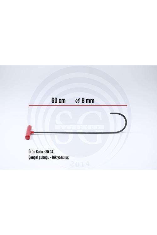 60 Cm 8 Mm Çap Dik Yassı Uç Çengel Boyasız Göçük Düzeltme Çubuğu, Pdr Çubuk - S5-04
