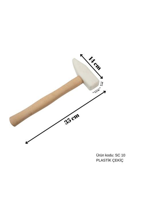 35 Cm Büyük Başlıklı Tahta Saplı Plastik Çekiç, Boyasız Göçük Düzeltme Çekici, Pdr Çekiç - Sc-10