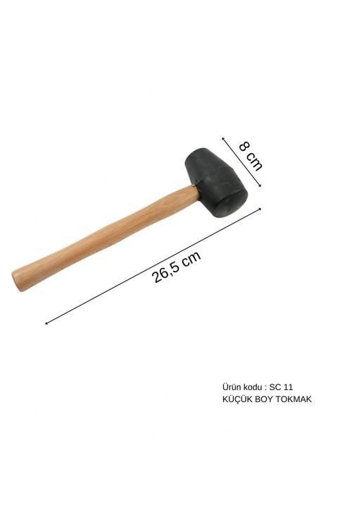 26,5 Cm Tahta Saplı Kauçuk Başlıklı Küçük Boy Tokmak, Boyasız Göçük Düzeltme Tokmağı, Pdr Tokmak