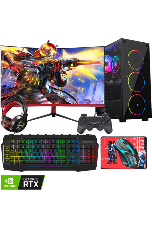 Rtx27 Ryzen 5 5500 32gb Ddr4 1tb Ssd Rtx3060 12gb 23.6" Curved Oyuncu Masaüstü Bilgisayar
