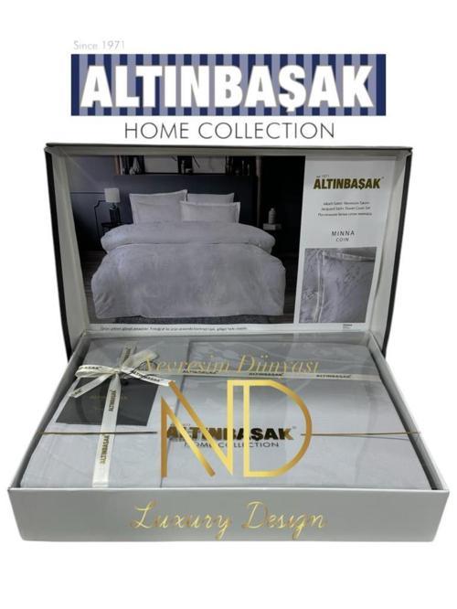 Jakarlı Saten Çift Kişilik Nevresim Takımı Minna Coin