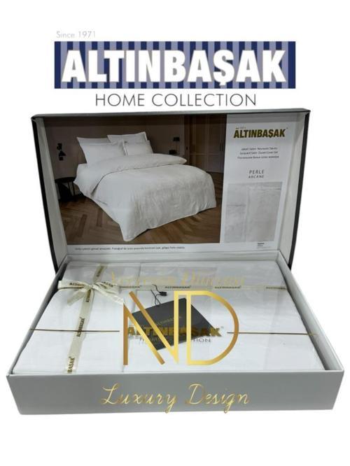 Jakarlı Saten Çift Kişilik Nevresim Takımı Perle Arcane