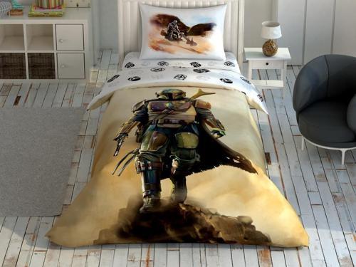 Lisanslı Tek Kişilik Nevresim Takımı Star Wars Mandalorian Dust Cloud