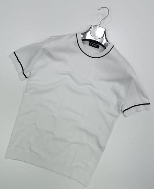 Gewer Bisiklet Yaka Kısa Kol Erkek Örme Triko Tişört 7307