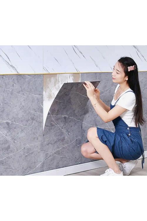 Beyaz Mermer Desen Yapışkanlı Pvc Duvar Kaplama Mutfak Banyo Sticker 30*60Cm 6 Adet 1,08Mt2