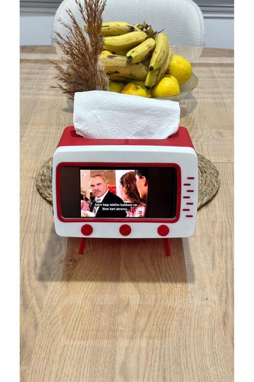 Masa Üstü Peçetelik , Tv Şekilli Peçete Kağıt Mendil Kutusu , Cep Telefonu Tutuculu Peçetelik