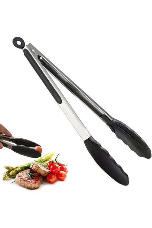 Paslanmaz Çelik Silikon Uclu Maşa Izgara Maşası Yemek Maşası Salata Maşası Tutamak