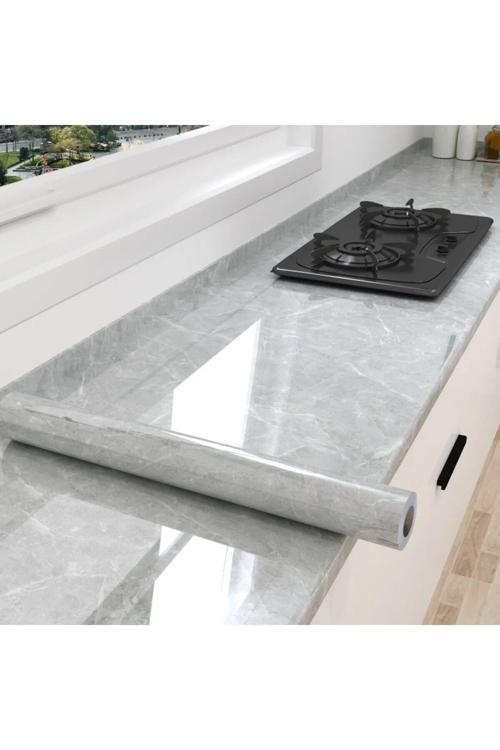 Mermer Desenli Mutfak Tezgah Üstü Fayans Kaplama Yapışkanlı Folyo 5 Metre