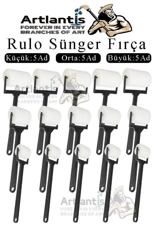 Sünger Rulo Fırça 15 li 1 Paket Siyah Plastik Saplı Boyama Süngeri Sanatsal Sünger Boya Fırçası Parmak Guaj Akrilik Boya