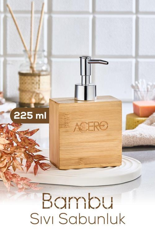 Bambu Dikdörtgen Sıvı Sabunluk Krom Pompalı 225 ml