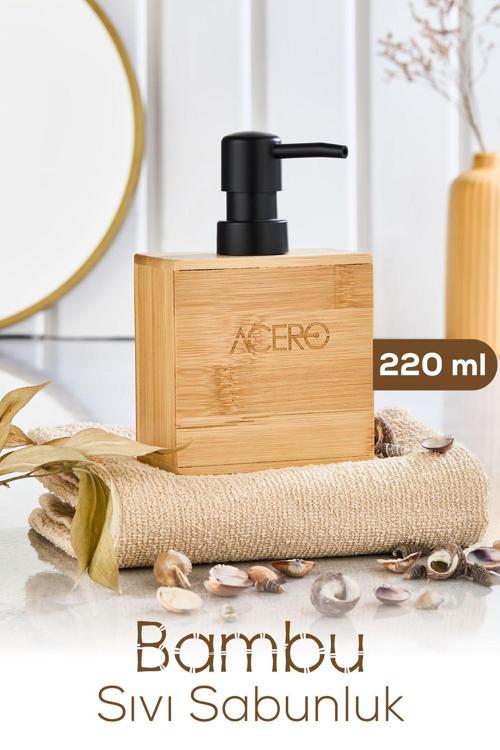 Bambu Dikdörtgen Sıvı Sabunluk Siyah Pompalı 220 ml