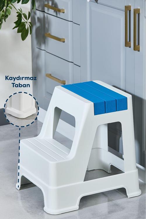 Plastik Basamaklı Tabure Mavi