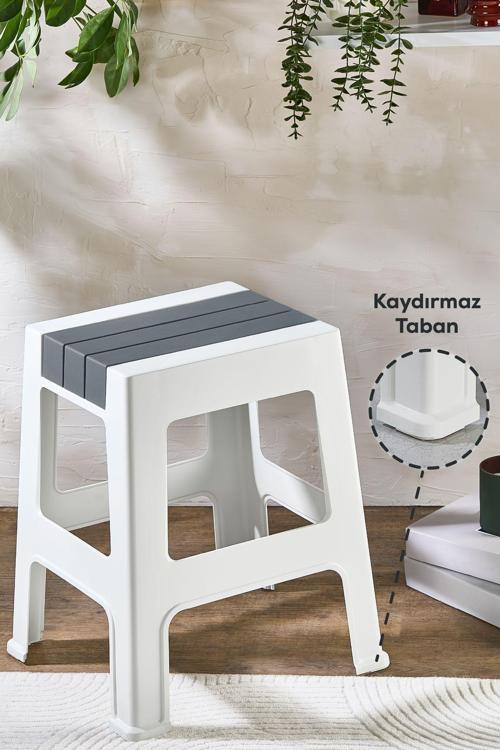 Plastik Büyük Tabure Gri