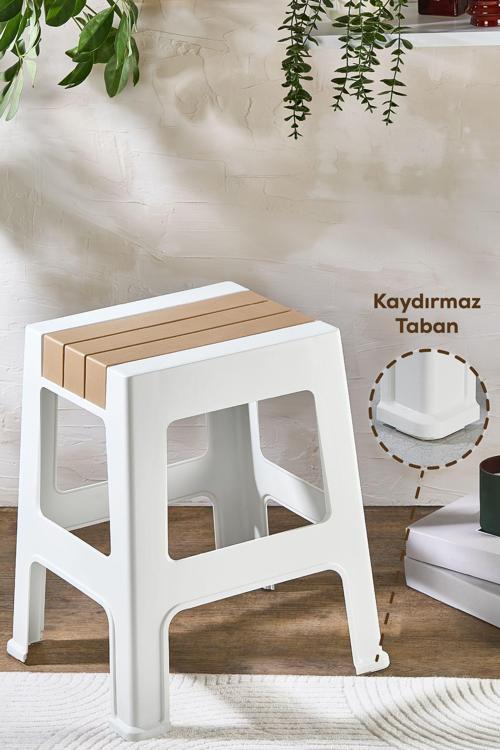 Plastik Büyük Tabure Kahverengi