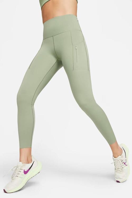 Go Dri Fit İnfinaLock High Rise 7/8 Leggings 6 Cepli Toparlayıcı Yüksek Belli Reflektörlü Spor Tayt Açık Yeşil