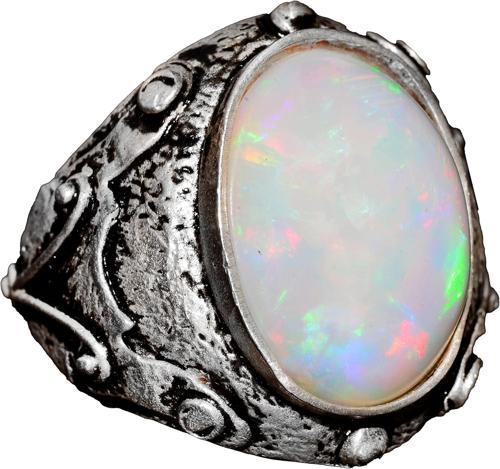 Gerçek Avustralya Opal Taşlı Yüzük, 11.15 Karat, Bizans Yüzüğü, 925 Ayar Gümüş Yüzük