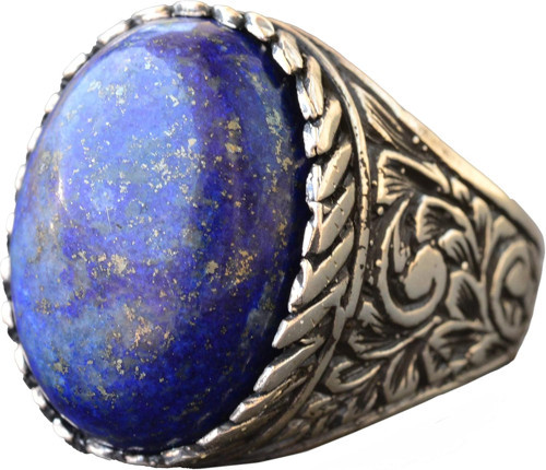 Gerçek Lapis Lazuli Taşı, El Yapımı Yüzük, Gümüş Erkek Yüzüğü
