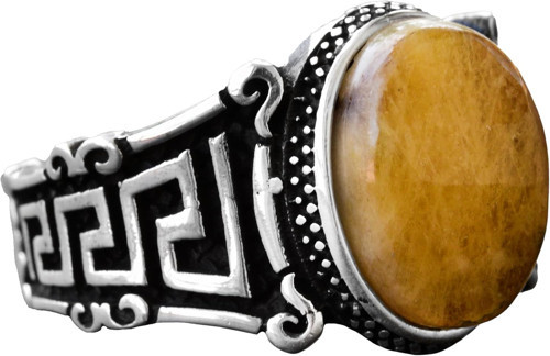Doğal Sarı Safir Yüzük, 925 Ayar Gümüş Erkek Yüzüğü, Minimalist Tasarım