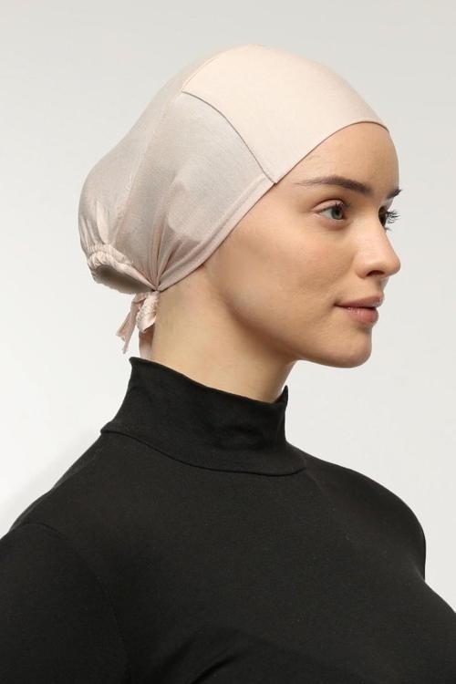 Dikişsiz Bağcıklı Kaymayan Tesettür Penye Bone