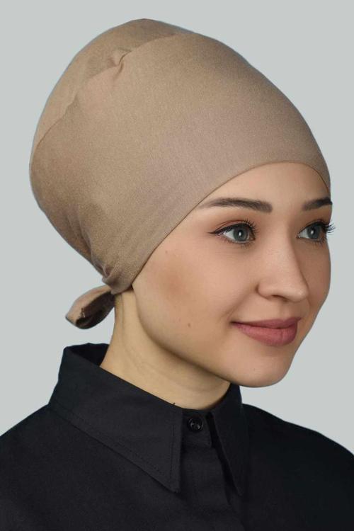 Dikişsiz Bağcıklı Kaymayan Tesettür Penye Bone