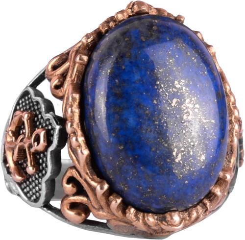 El Yapımı Lapis Lazuli Taş Yüzük, Yüzücü Halka Yüzük, 925K Sert Gümüş Erkek Yüzük - Bilgelik ve Gerçek Tasarımı